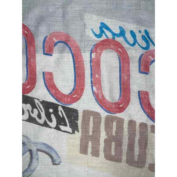 Chanel 17C Coco Cuba CC Beige Graffiti Cotton Bandana Handkerchief Scarf Wrap - Picture 9 of 11